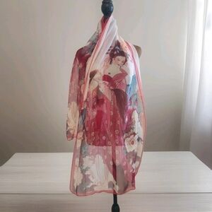 Geisha Girl Scarf‎ Silky Colorful Semi Sheer Long 20x65" Lightweight Summer
